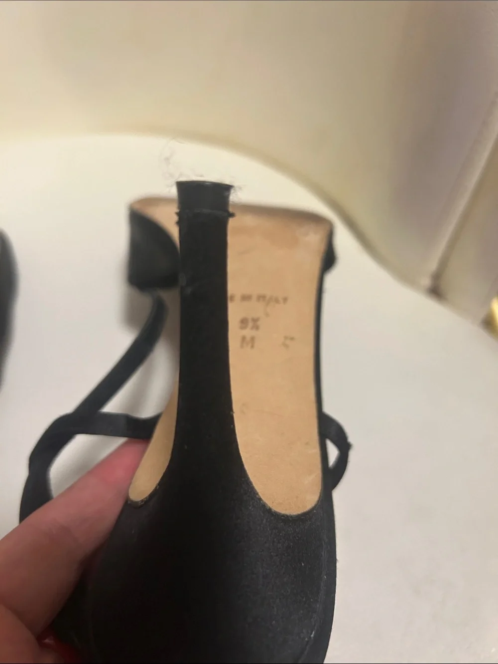 kate spade Black Satin Slingback Heels with Pink Insole